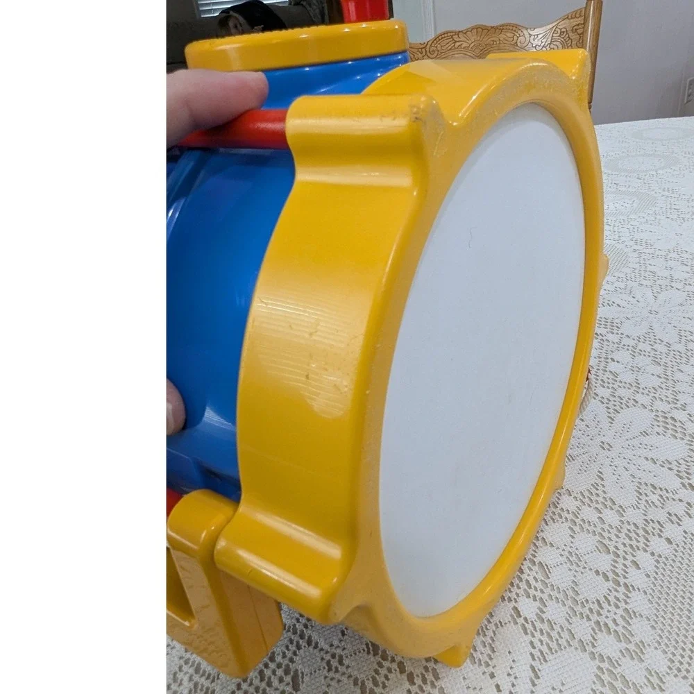 Little Tikes Tap-a-Tune Drum Blue Yellow Red Plastic Toy with Drumstick